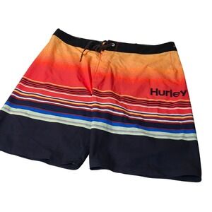 Hurley Board Shorts Mens 34 Multicolor Phantom Sunset Striped Swim Trunks